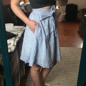 Tulip Striped Linen A Line Skirt